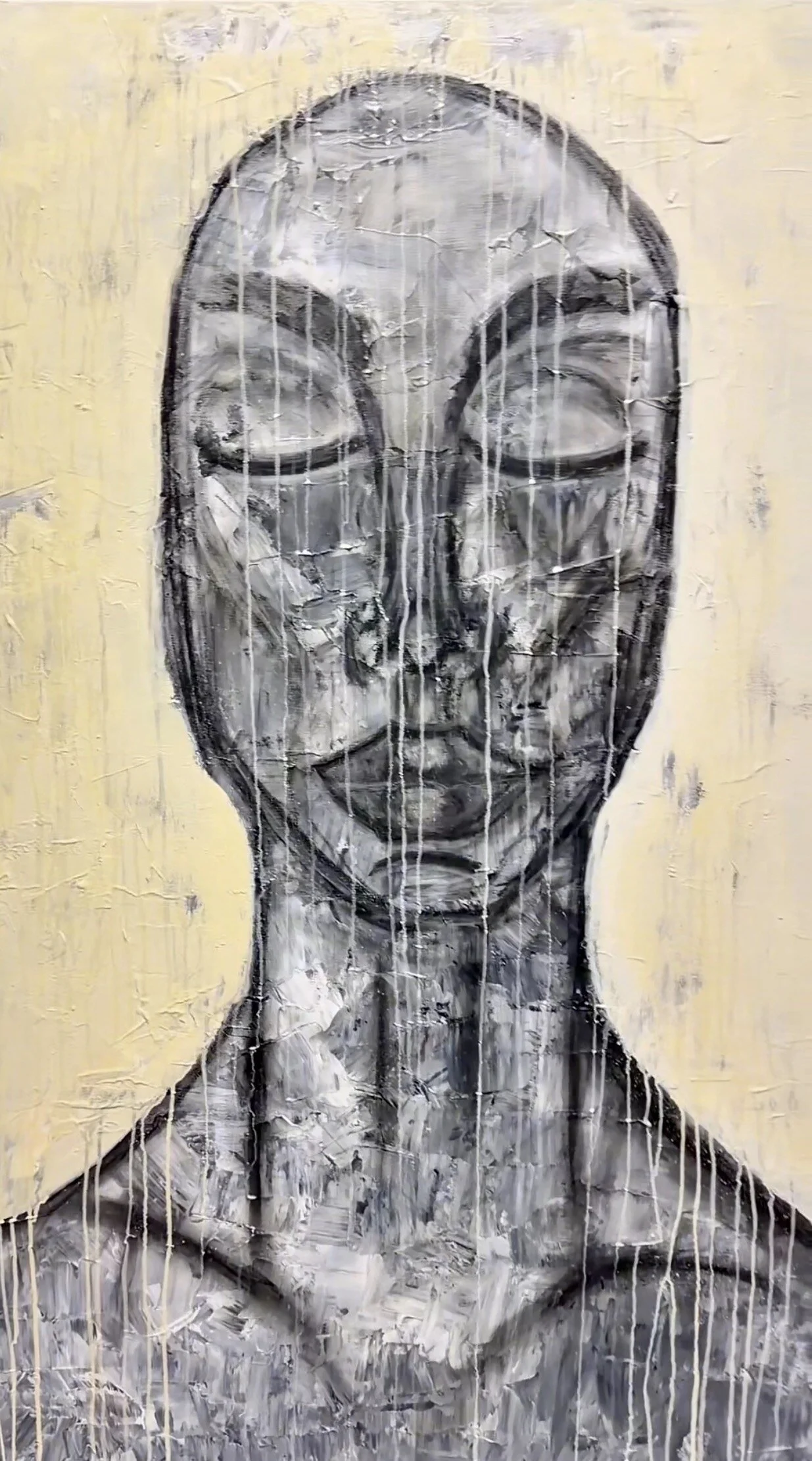 Silence, a black and white figurative painting